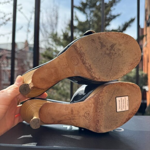 CHANEL Sandals Mules Heeled Shoes Platform Black Buckle CC Logo Box EUR 36.5 - Picture 12 of 16